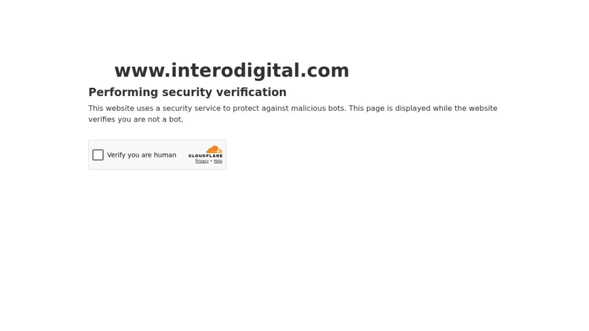 Intero Digital security verification screen shown during homepage screenshot capture for the 2026 AEO Engine ranking of top SEO companies in the US