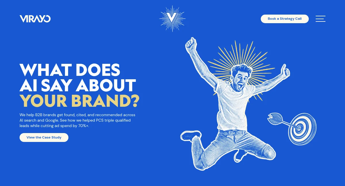 Virayo homepage hero section — SaaS-focused SEO and GEO agency for B2B pipeline growth